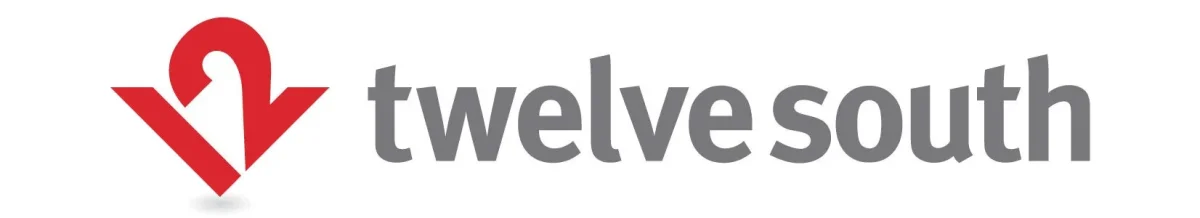Twelve Southのロゴです。赤とグレーで構成され、V字型のマークと「twelve south」の文字が特徴です。